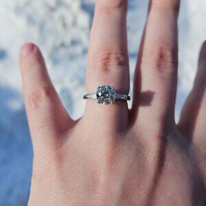 EGL Platinum Solitaire Diamond Engagement Ring with Accents 1.57CT Size 6.5